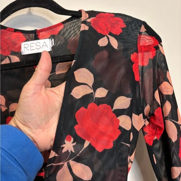 RESA Black and Red Floral Long Sleeve Dress - Picture 5 of 5